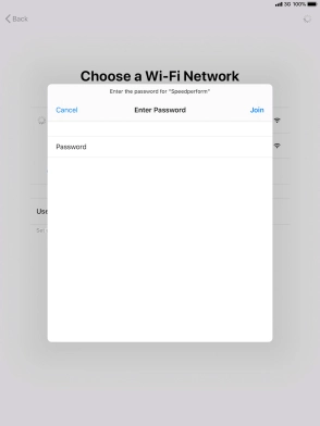 Key in the password for the Wi-Fi network and press Join.