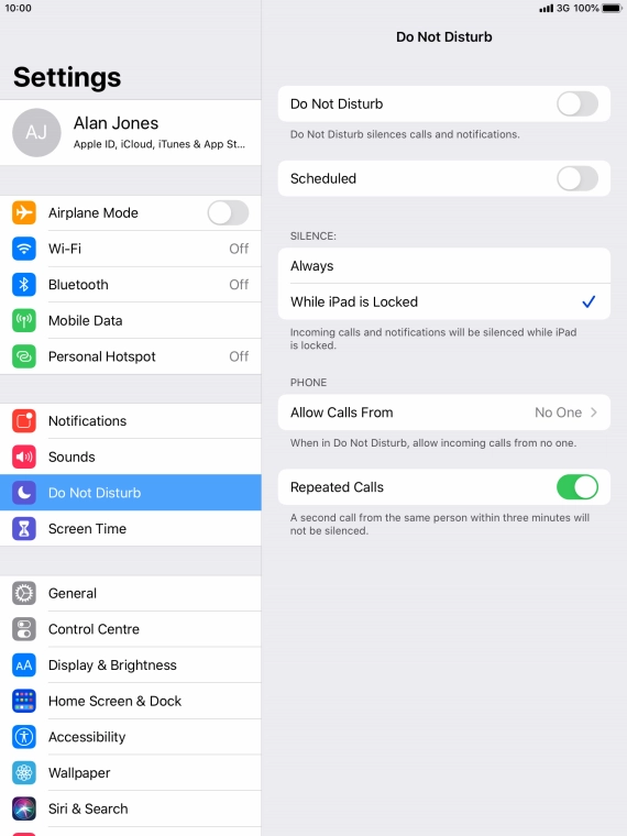 Press the indicator next to 