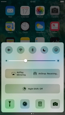Press the flight mode icon to turn the function on or off.
