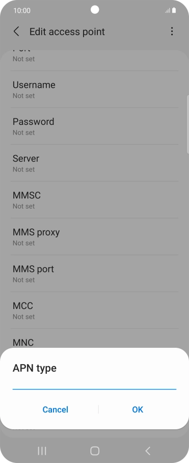 Key in default and press OK.