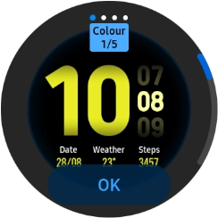 Slide your finger right or left on the Touch bezel to change between the different designs.