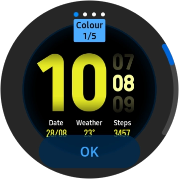 Slide your finger right or left on the Touch bezel to change between the different designs.