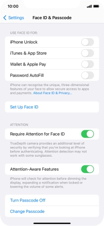 Press Turn Passcode Off and key in the phone lock code.