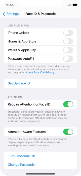 Press Turn Passcode Off and key in the phone lock code.
