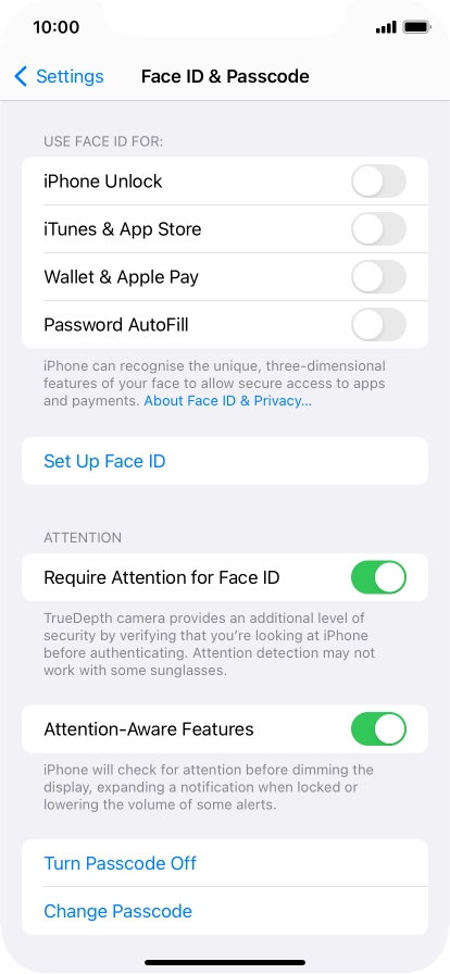 Press Turn Passcode Off and key in the phone lock code.