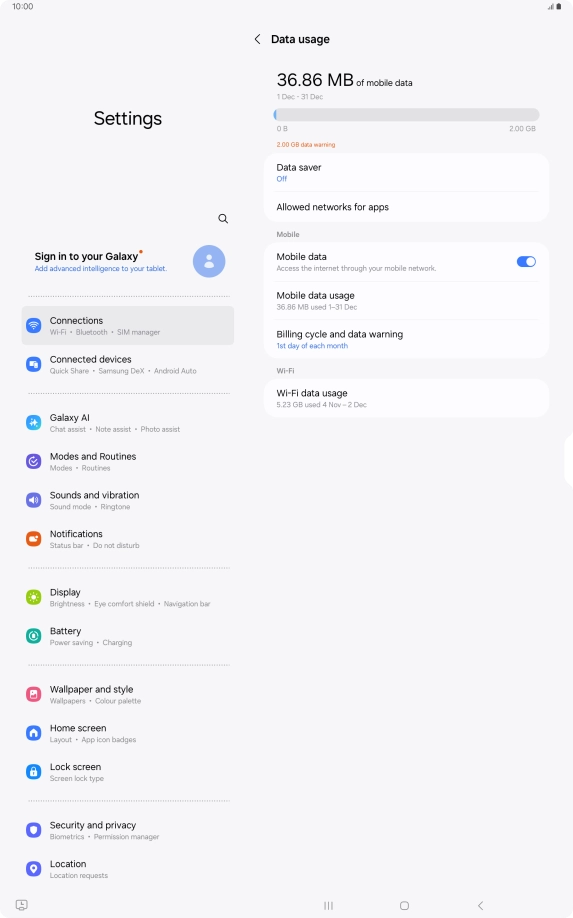 The total data usage is displayed.