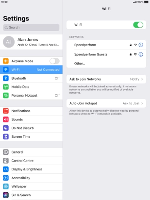 Press the required Wi-Fi network and key in the password for the Wi-Fi network.