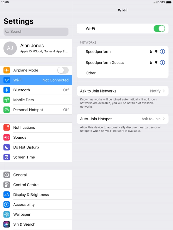 Press the required Wi-Fi network and key in the password for the Wi-Fi network.