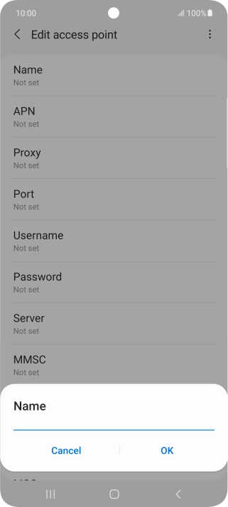 Key in Vodafone Internet and press OK.