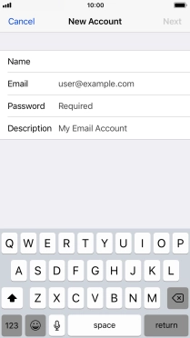 Press Email and key in your email address.