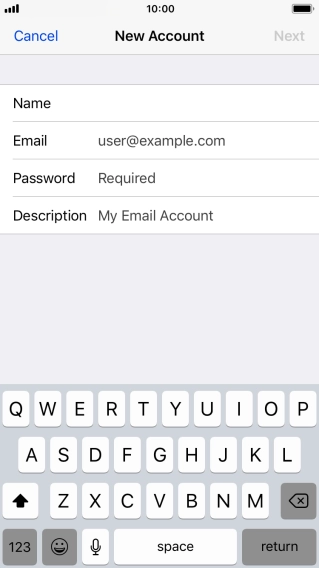 Press Email and key in your email address.