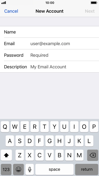 Press Email and key in your email address.