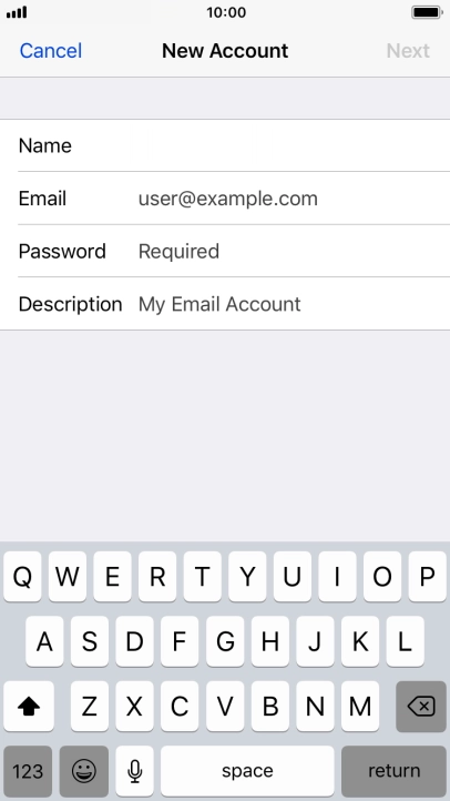Press Email and key in your email address.