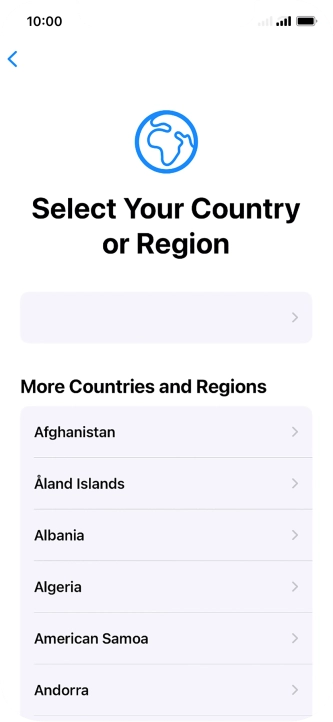 Press the required country or area.