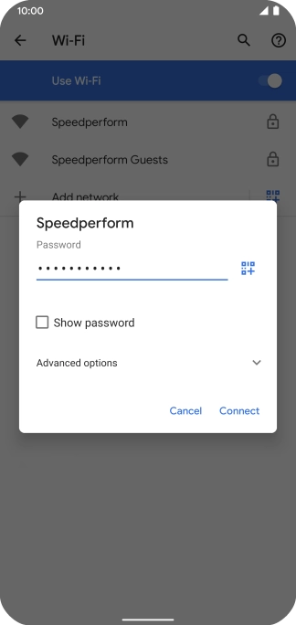 Key in the password for the Wi-Fi network and press Connect.