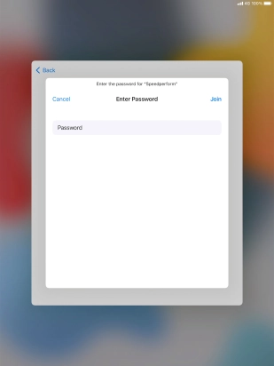 Key in the password for the Wi-Fi network and press Join.