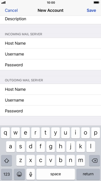 Press Password and key in the password for your email account. Please note that if you're using Vodafone's outgoing server, leave the password field empty.