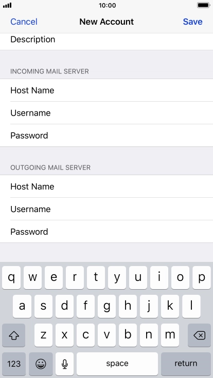 Press Password and key in the password for your email account. Please note that if you're using Vodafone's outgoing server, leave the password field empty.