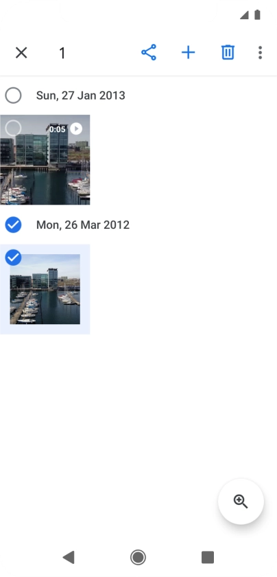 Press the required pictures or video clips to add them.