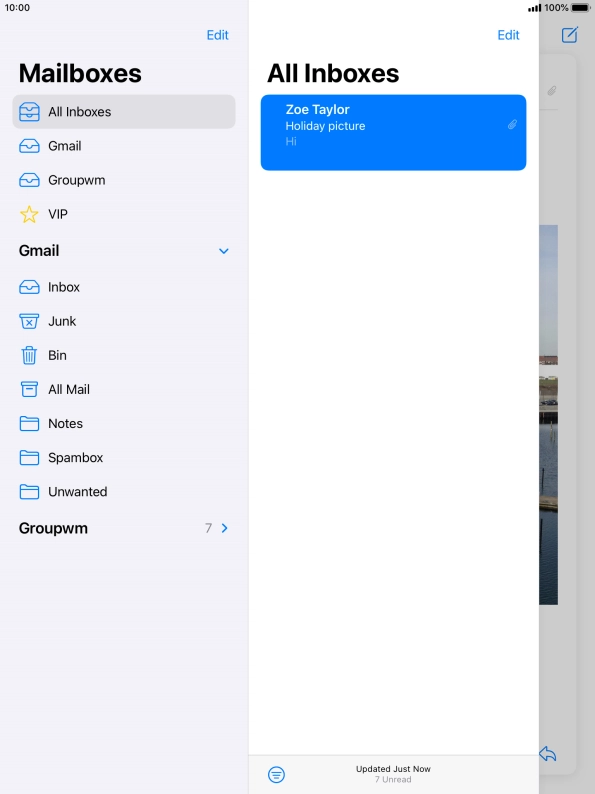 Press the required email account.