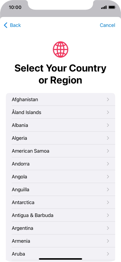 Press the required country.