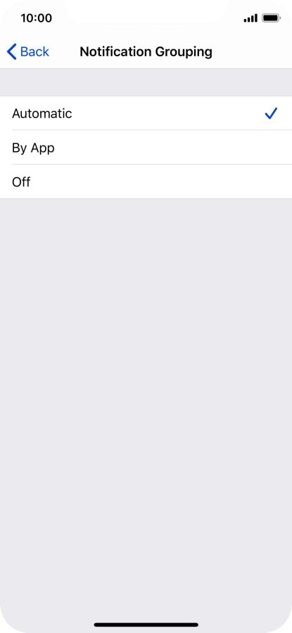 Press the required setting.