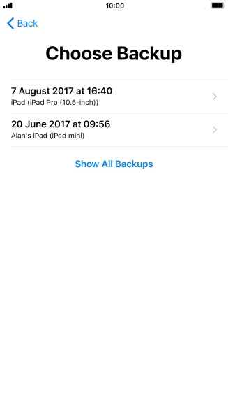 Press the required backup and your phone restores the content of the selected backup. Subsequently, follow the instructions on the screen to set up your phone and prepare it for use.