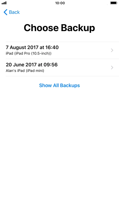 Press the required backup and your phone restores the content of the selected backup. Subsequently, follow the instructions on the screen to set up your phone and prepare it for use.
