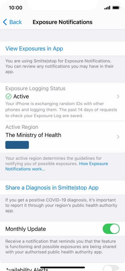 Press Exposure Logging Status.