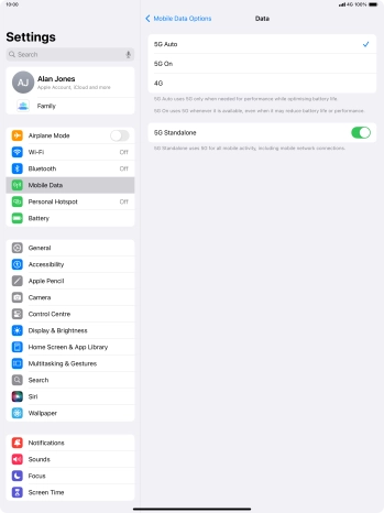 To turn on automatic switch between 5G and 4G, press 5G Auto.