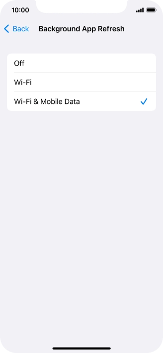 To turn off background refresh of apps, press Off.