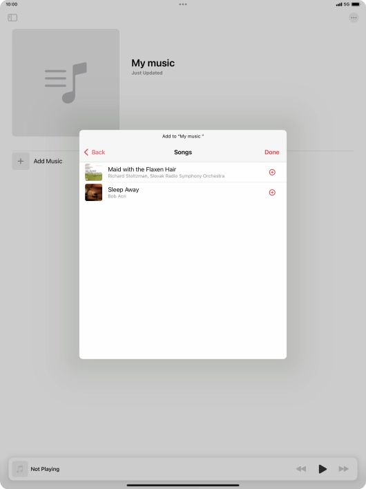 Go to the required category and press the add icon next to the required audio file.