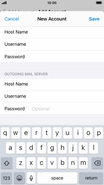 Press Password and key in the password for your email account. Please note that if you're using Vodafone's outgoing server, leave the password field empty.