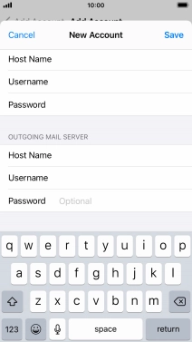 Press Password and key in the password for your email account. Please note that if you're using Vodafone's outgoing server, leave the password field empty.