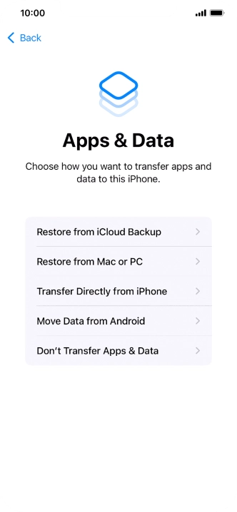 Press Don't Transfer Apps & Data and follow the instructions on the screen to finish the activation.