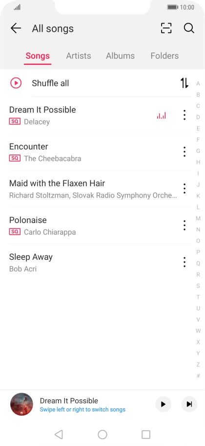 Press the required category and go to the required audio file.