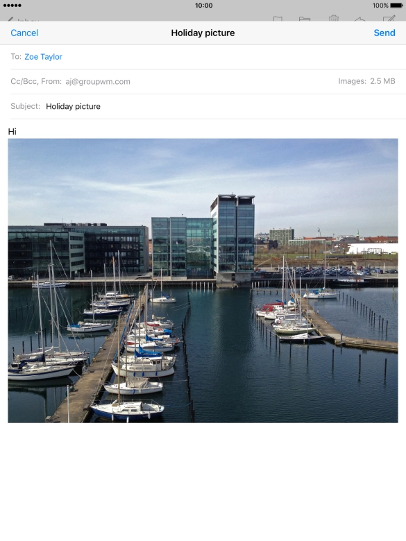Press Send when you've finished your email message.