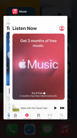 Slide upwards on the required application to end it.