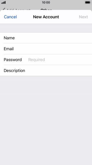 Press Password and key in the password for your email account.
