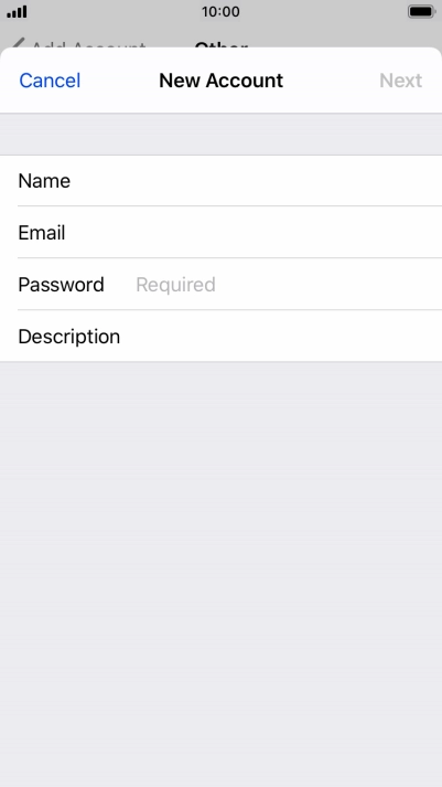 Press Password and key in the password for your email account.