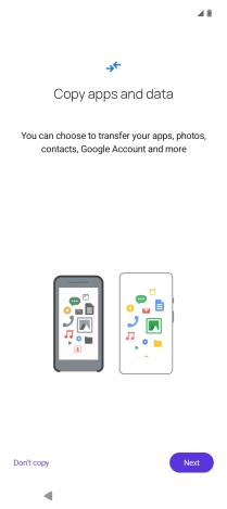 You can transfer the contents of another phone to your phone when it's activated for the first time and after a factory reset. When this screen is displayed, your phone is ready to transfer contents from another phone.