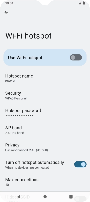 Press Hotspot password.