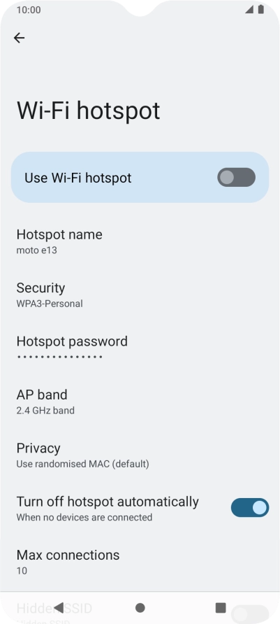Press Hotspot password.