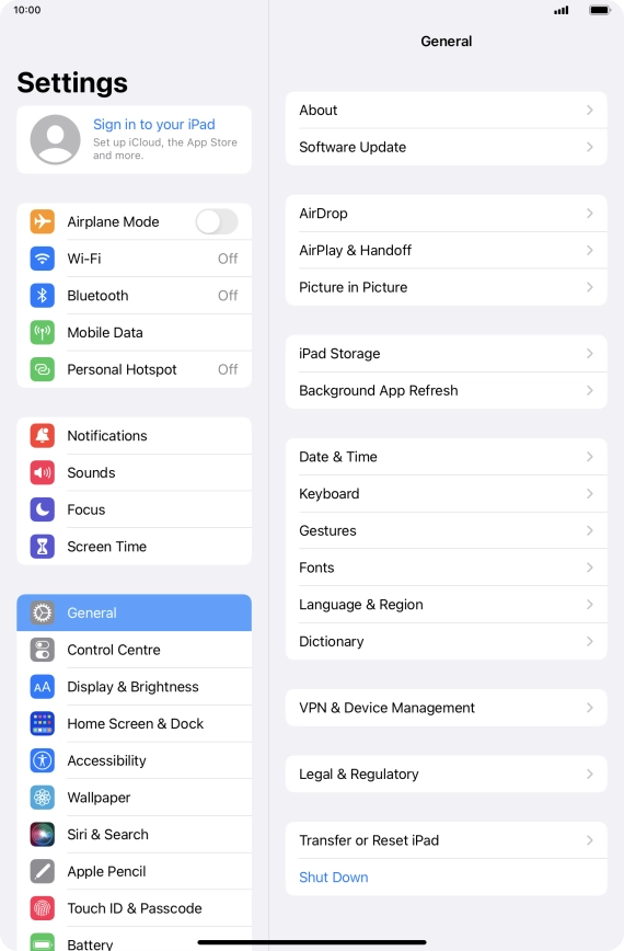 Press Sign in to your iPad.