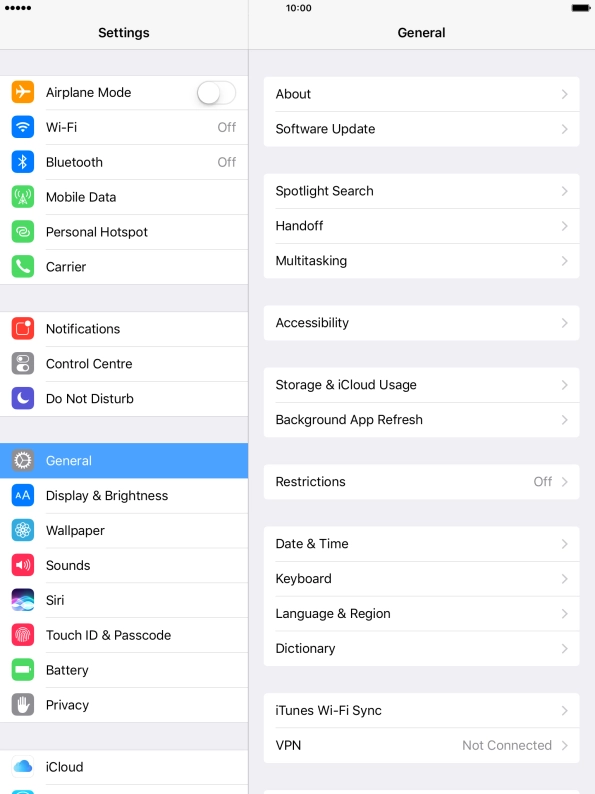 Press Software Update. If a new software version is available, it's displayed. Follow the instructions on the screen to update the tablet software.