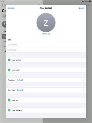 Press Last name and key in the last name.