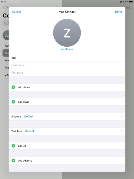 Press Last name and key in the last name.