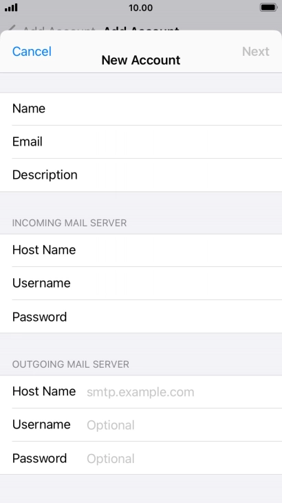 Press Host Name and key in the name or IP address of your email provider's outgoing server. Please note that if you can't send email messages when using your email provider's outgoing server, key in smtp.vodafone.net.au (Vodafone's outgoing server).