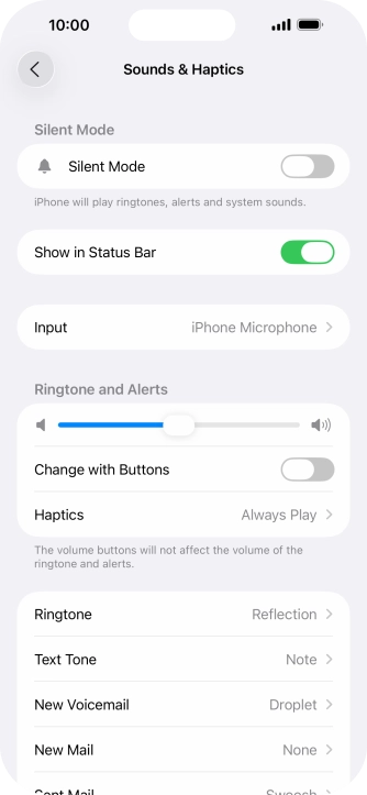 Press the indicator next to 