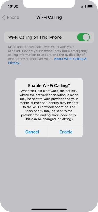 If you turn on the function, press Enable.